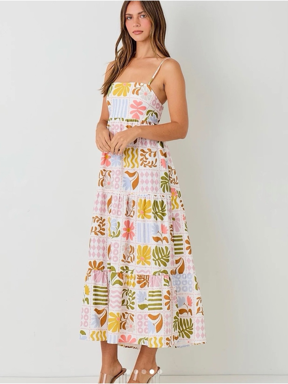 NWT Anthropologie x Paper Heart Boho Patchwork Print Maxi Dress with Tie Back